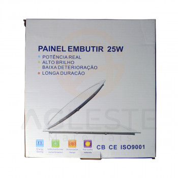 PAINEL DE LED EMBUTIR 25W QUADRADO BRANCO FRIO - ILUMINAMAX (MAXTEL)